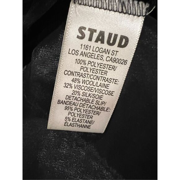 Staud Women's Midnight Black Sheer Overlay Sleeveless Albee Dress Large Elegant - Picture 9 of 10